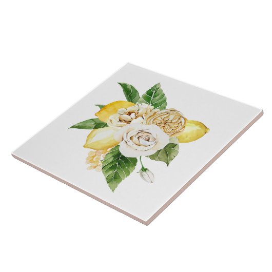 Carreau Bouquet de citrons et de rose (Côté)