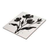 Carreau Bouquet de fleurs à l'encre noire (Côté)