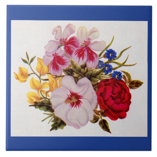 Carreau Bouquet de fleurs du XVIIIe siècle (Devant)