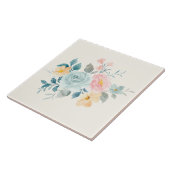 Carreau Bouquet de fleurs rose et bleu élégant (Côté)