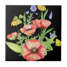 Bouquet de fleurs sauvages botaniques Art aquarell
