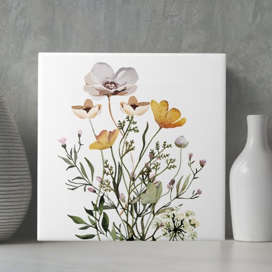 Carreau Bouquet de fleurs sauvages esthétique boho