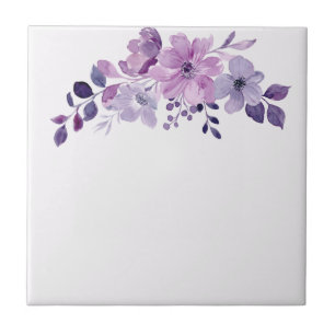 Carreau Bouquet de fleurs violettes à l'aquarelle