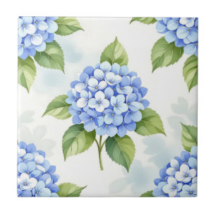 Carreau Bouquet de Hortensias Bleu Pastel Motif