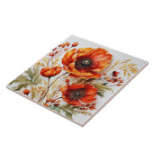 Carreau bouquet de pavot à aquarelle fleur sauvage (Côté)