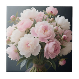 Carreau Bouquet de pivoines rose tendre Floral romantique