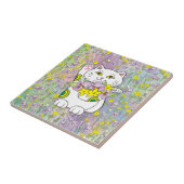 Carreau Bouquet de printemps Maneki Neko (Chat chanceux) (Côté)