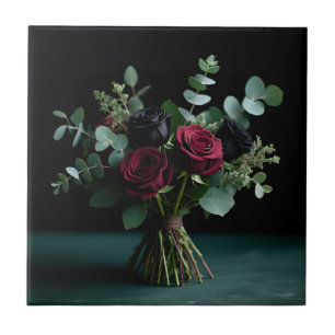 Carreau Bouquet de roses noires rouge foncé Élégance