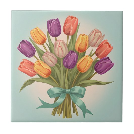 Carreau Bouquet de tulipes de printemps (Devant)