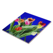 Carreau Bouquet de tulipes en bleu (Côté)