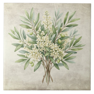 Carreau Bouquet d'olive Bouquet Méditerranéen Aquarelles R