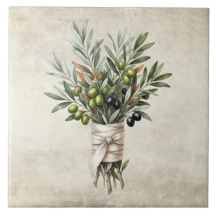 Carreau Bouquet d'olive Bouquet Méditerranéen Aquarelles R