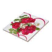 Carreau Bouquet et ruban de rose rouge (Côté)