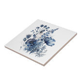 Carreau Bouquet fleur sauvage de style Delft bleu et blanc (Côté)