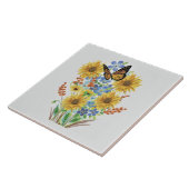 Carreau Bouquet Fleur sauvage décoratif et papillon (Côté)