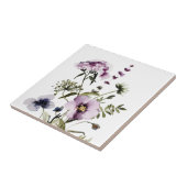 Carreau Bouquet Fleur sauvage pourpre Aquarelle Florale (Côté)