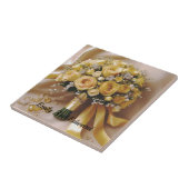 Carreau Bouquet Mariage de roses jaunes de miel, (Côté)