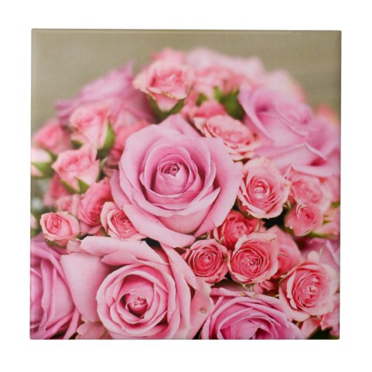 Carreau Bouquet nuptial rose roses (Devant)