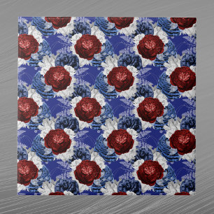 Carreau Bouquet Patriotique Blue Red Rose