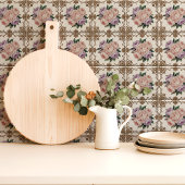 Carreau Bouquet Peony victorien avec défilement or