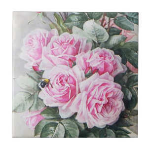 Carreau Bouquet rose vintage de roses
