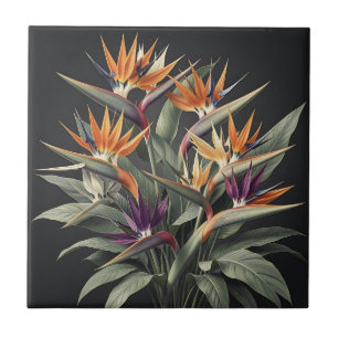 Carreau Bouquet tropical dramatique d'oiseau de paradis