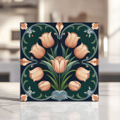 Carreau Bouquet Tulip sur Deep Green
