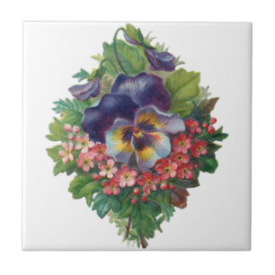 Carreau Bouquet victorien de purple pansy pour la fête des