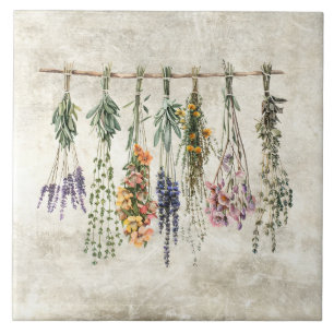 Carreau Bouquets de fleurs et d'herbes rustiques séchées