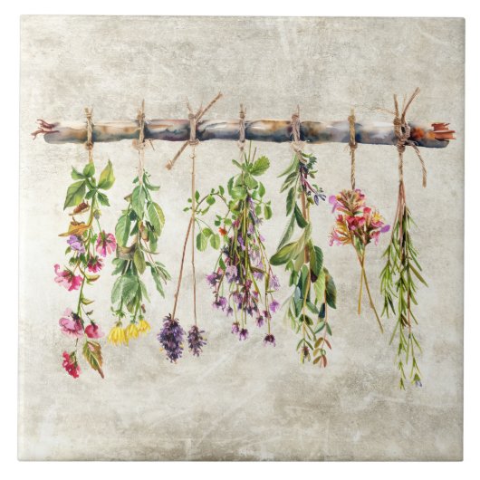 Carreau Bouquets de fleurs sauvages rustiques séchées Vint (Devant)