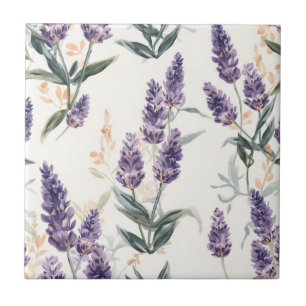 Carreau Bouquets de lavande aquarelle botanique floral pou