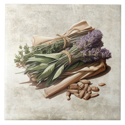 Carreau Bouquets d'Herbes Rustiques Vintage (Devant)