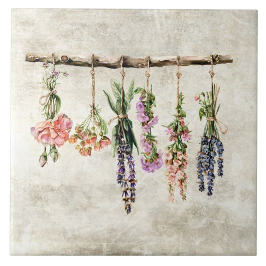 Carreau Bouquets rustiques de fleurs séchées  (Devant)