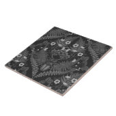 Carreau Bousier et fougères, en noir et blanc (Côté)