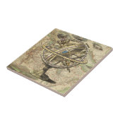 Carreau Boussole nautique vintage et carte (Côté)