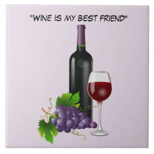 Carreau Bouteille à vin Animée avec verre