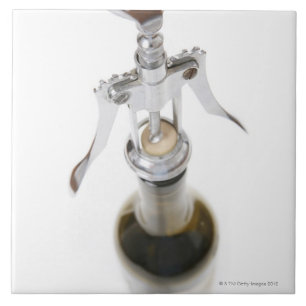 Carreau Bouteille de vin avec le tire-bouchon