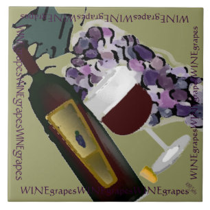 Carreau Bouteille de vin et raisins M