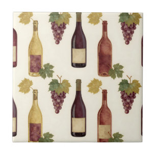 Carreau Bouteille de vin vintage motif vigne