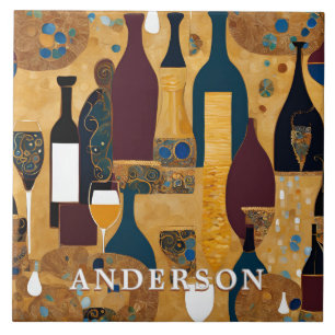 Carreau Bouteilles en verre de vin d'or Abstrait