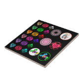 Carreau Boutons de bande dessinée brillant noir noir backg (Côté)