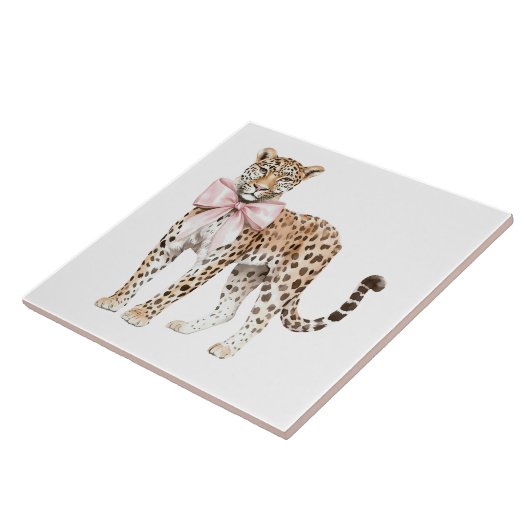 Carreau Bow léopard rose (Côté)