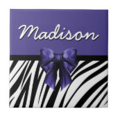 Carreau Bow Zebra noir et violet (Devant)