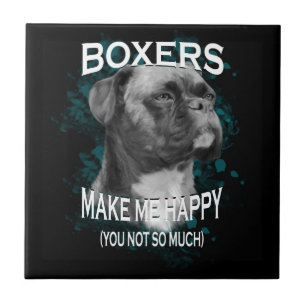 Carreau Boxer Chien Amoureux des animaux Texte d'art
