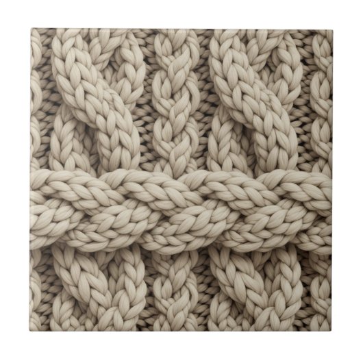 Carreau Braided Thread Knit Texture – Warm Beige (4) (Devant)