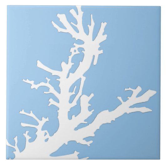 Carreau Branche de corail - blanc sur bleu pâle (Devant)