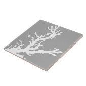 Carreau Branche de corail - blanc sur gris argenté (Côté)