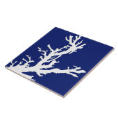 Carreau Branche de corail - bleu marine et blanc (Côté)