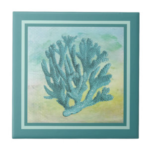 Carreau Branche de corail turquoise foncé