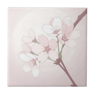 Carreau Branche de fleurs de cerisier minimaliste japonais